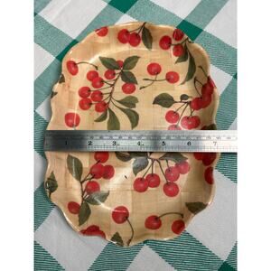 Bamboo serving trays, 2 vintage cherries design, mid century - grandmas kitchen